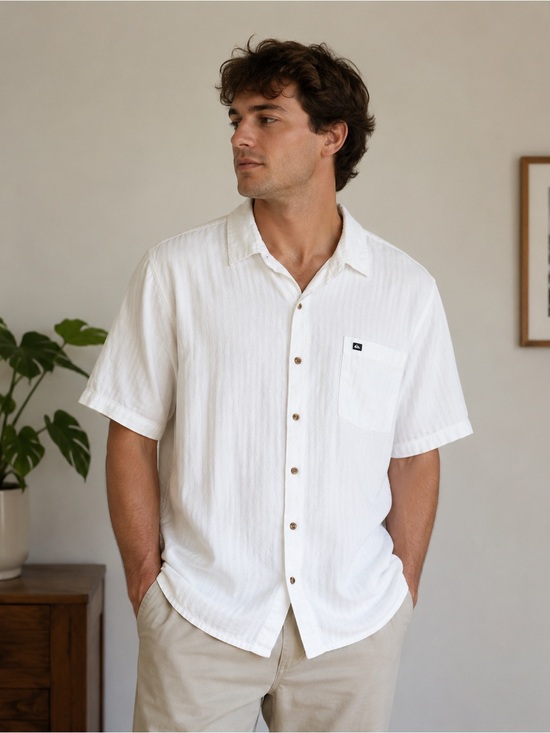 Quiksilver Other - Quiksilver Men's White Casual Button-Down Shirt Size XXL Coastal Beach Summer